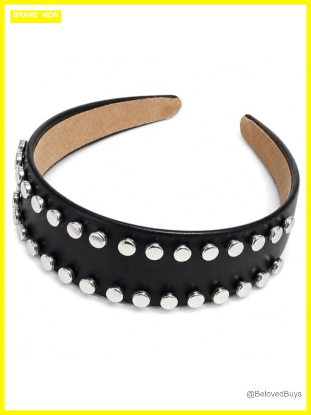 Black Studded Faux Leather Headband Punk Rock Gothic Biker Hair Accessory